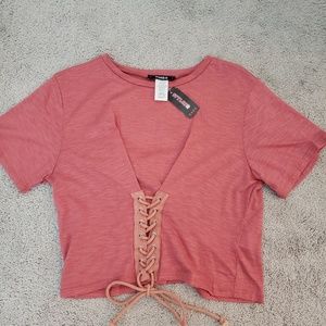 Laced up front top